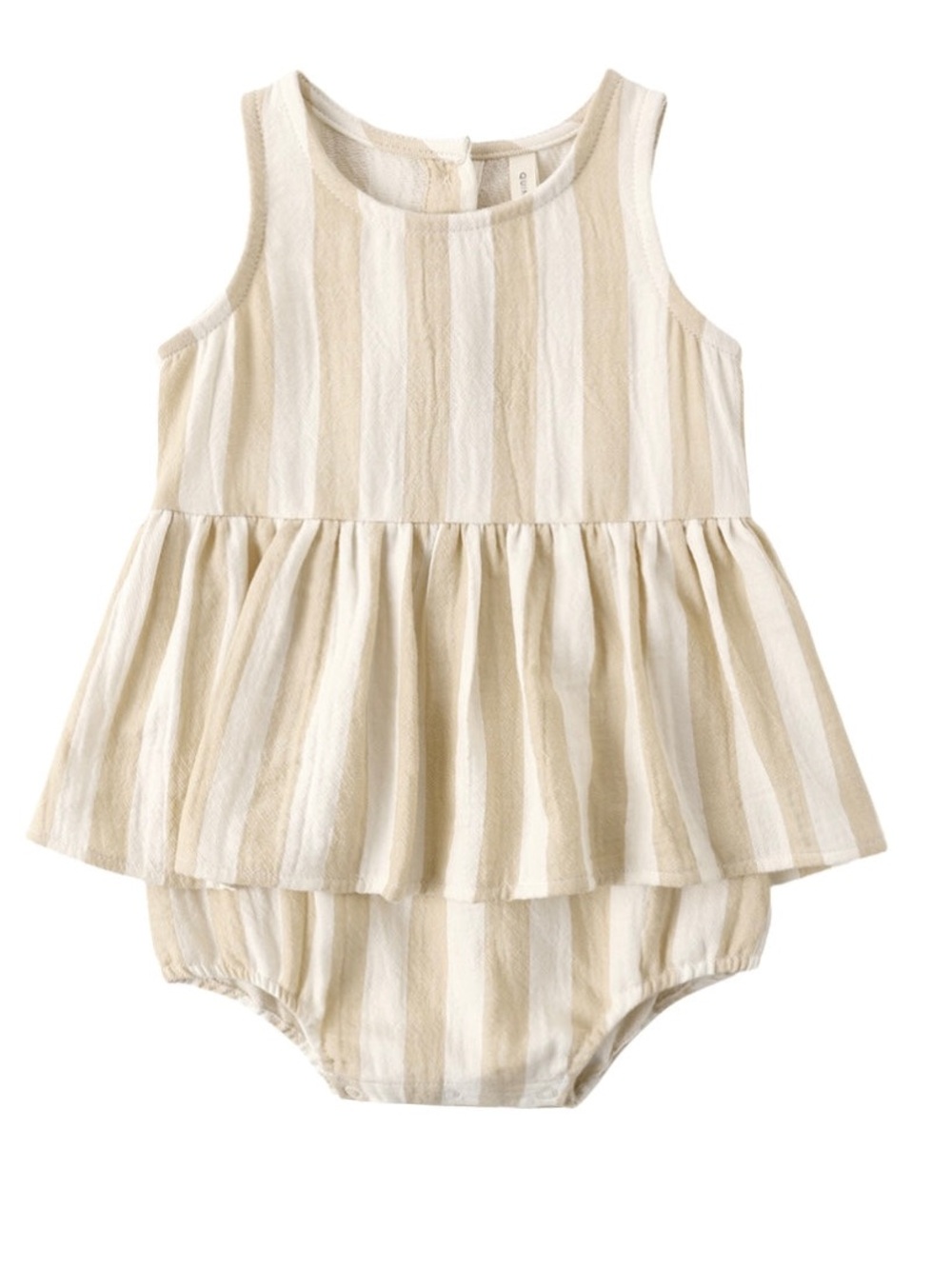 Quincy Mae Cream and White Striped Tiered Baby One-Piece